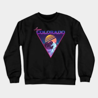 Retro Vaporwave Ski Mountain | Aspen Colorado | Shirts, Stickers, and More! Crewneck Sweatshirt